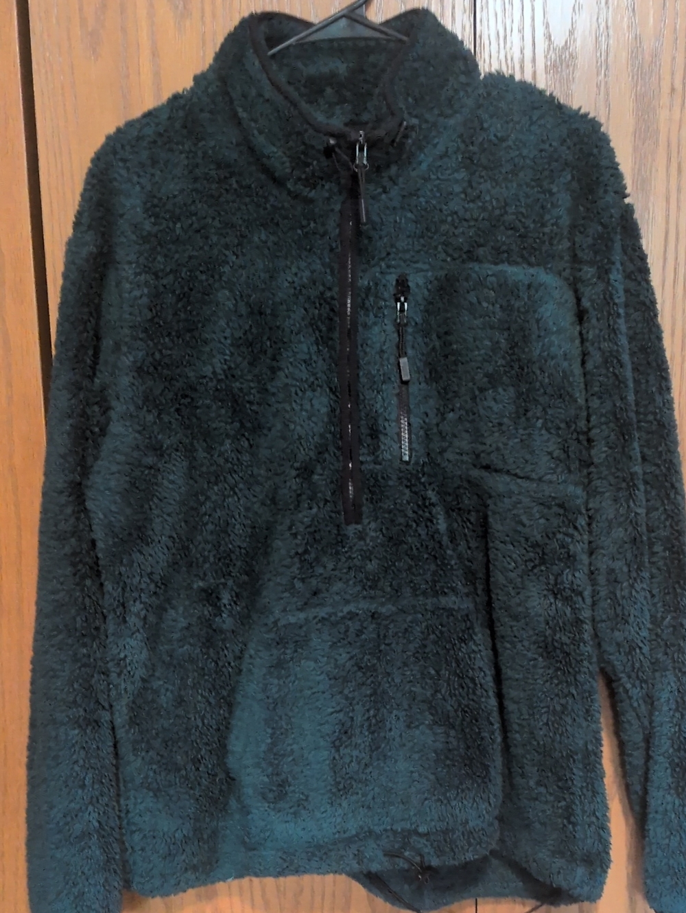 PINK Victoria's Secret Emerald Green Plush Sherpa Half-Zip Pullover